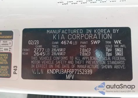 2023 Kia Sportage Lx z USA, uszkodzony, nr VIN KNDPU3AF6P7152339